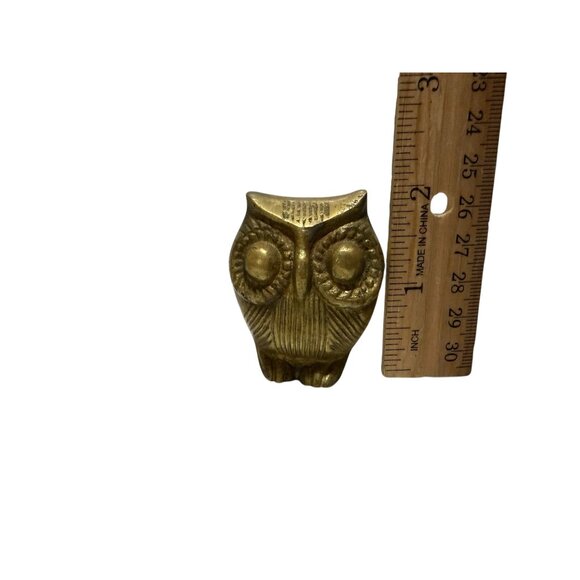 Brass Owl Set of 3 Figurines 3" 2.5" 2" Decorative MCM Vintage - Picture 4 of 11